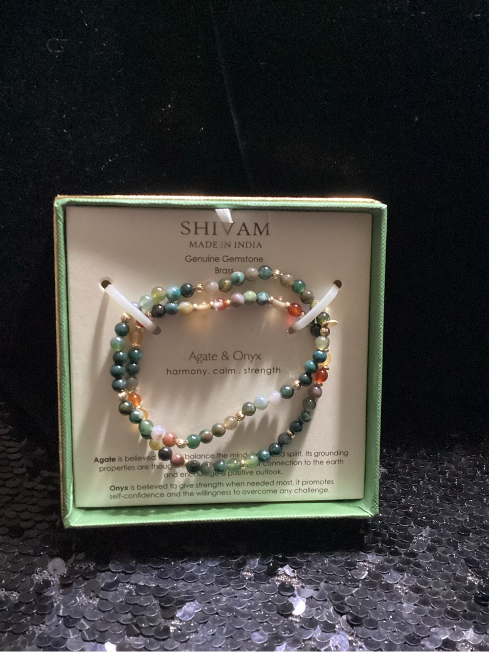 Shivam Multicolor Agate & Onyx Gemstone Bracelet Set